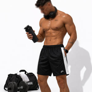 Pantalones Cortos Deportivos de Malla con Paneles en Contraste para Hombre, Transpirables, Ligeros, para Entrenamiento, Fabricación con Logotipo Personalizado - Product Image 2