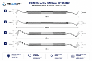 Retractor Gingival Dental 1, 2, 3, 4 Meinershagen, Instrumento de Retracción de Precisión de Acero Inoxidable, OEM Zetomed Pro - Product Image 4