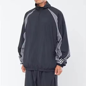 Survêtement sportif respirant avec fermeture éclair intégrale, col montant, coupe ample, couleur unie, en polyester, pour l'automne, coupe-vent de haute qualité - Product Image 5