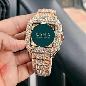 Montre de luxe RAHA sertie de diamants, mouvement à quartz analogique ETA, bracelet en acier inoxydable, boîtier octogonal, cadran de 46 mm, chiffres romains - Product Image 6