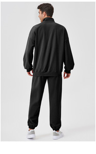 Custom Casual Winter Men's Embroidered Tracksuit <b>Set</b> Acid Wash Rhinestone Zip Hoodie Flare Jogger Sweatpants 100% Cotton - Product Image 2