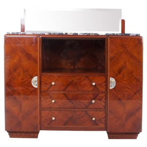 Estante de Pared de Caoba Hecho a Mano con Espejo - Inspirado en el Art Deco - Venta al por Mayor - Product Image 4