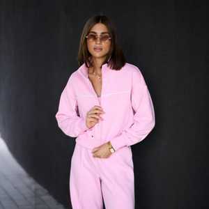 Womens <b>Two</b> <b>piece</b> <b>Lounge</b> <b>set</b>:Zip Hoodie & Palazo Pants Cotton Blend Custom OEM/ODM - Product Image 6