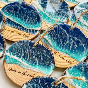 Llaveros de Resina Hechos a Mano con Temática Náutica, Etiquetas de <span class=keywords><strong>Corazón</strong></span>, Modelo de Escultura Única, Estilo Amoroso, Regalos con Diseño Oceánico Marmoleado, Azul - Product Image 4