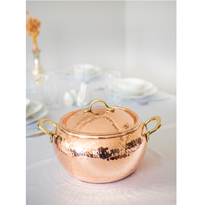 Marmite de cuisson en cuivre pur avec poignée ronde en laiton au design martelé attrayant, pour la maison, les hôtels, les restaurants et les services de traiteur - Product Image 2