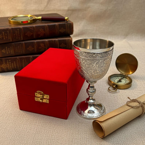 Vintage Embossed Silver Metal <b>Wine</b> <b>Goblet</b> Handmade Decorative Chalice for Home Bar Wedding Party and Gift Use - Product Image 3