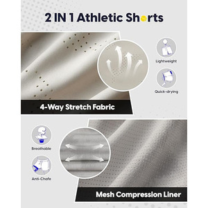 กางเกงขาสั้นลำลองสำหรับผู้ชายใส่เล่นกีฬาฤดูร้อน ผ้าเทอร์รี่ แห้งเร็ว ชายผ่า ขอบเอวยางยืด ระบายอากาศดี มีกระเป๋าอเนกประสงค์ ทรงหลวม เอวสูง - Product Image 4