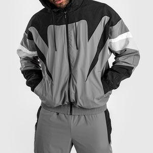ชุดวอร์มไนลอนกันลมแบบมีแพทช์เวิร์ค ผู้ผลิตชุดกีฬา เสื้อแจ็คเก็ตกันลมสำหรับผู้ชาย - Product Image 1