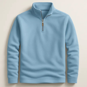 Custom Men's <b>Mock</b> <b>Neck</b> Half Zip Sweatshirt Oversized Plain Cotton Fleece Streetwear Casual <b>Top</b> - Product Image 2