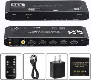 Conmutador HDMI SYONG 4x1 con Extractor de Audio Óptico SPDIF/Coaxial/3.5mm L/R, 1 Salida 4K60Hz, Compatible con HDMI 2.0b HDCP2.2 - Product Image 1