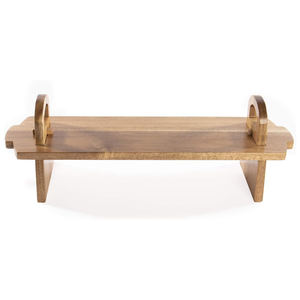 Plateau de service surélevé en bois d'acacia sûr à chaud, plateau de service en bois, pliable pour stockage à plat support de service multifonctionnel - Product Image 2