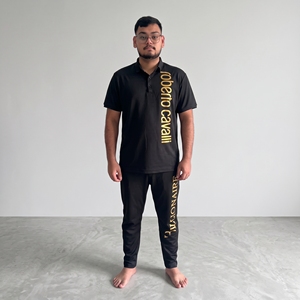 Ensemble de survêtement pour homme, polo noir et pantalon de jogging, logo personnalisé, vêtements de sport décontractés, ensemble deux pièces - Product Image 4
