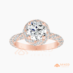 <b>Rose</b> Gold Plated Halo Round Cut Moissanite Ring Elegant Bridal Promise Jewelry for Women Daily Wear Gift USA Lux - Product Image 5