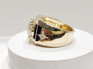 Men's Cluster <b>Ring</b> Unique <b>Solitaire</b> Double Prong Setting Statement <b>Ring</b> 925 Sterling <b>Silver</b> Rhodium Plated Engagement Gift - Product Image 5