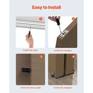 Kit Ferramenta per Porta Scorrevole Bypass Resistente da 1,5 m in Lega di Alluminio, Set Ferramenta per 2 Porte Scorrevoli Bypass per Armadio - Product Image 5