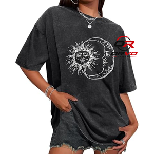 T-shirt à manches courtes à col rond à imprimé floral surdimensionné pour femmes ORVO SPORTs, taille plus, jersey de coton, longueur normale, décontracté, été - Product Image 6