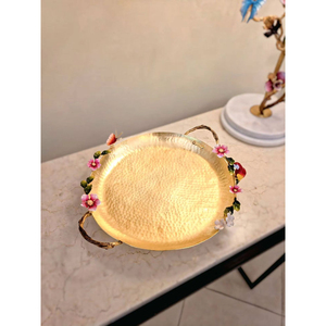 Gold Plated Hammered Texture <b>Birds</b> Designer Base <b>Stand</b> Round Shape Food Serving Luxury Kitchenware Bowls In Competitive Price - Product Image 6
