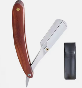Navaja de Afeitar Profesional de Acero Inoxidable con Mango de Madera, Afeitadora Manual para Barba, Personalizable para Hombres - Product Image 2