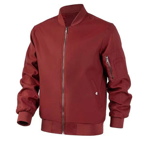 Blouson Bomber Rouge Uni pour Hommes Perfectionists, Col Montant, Fermeture Éclair, Décontracté, en Polyester, Hiver, Coupe-Vent et Imperméable - Product Image 6