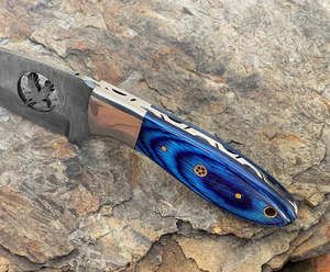 Couteau de chasse OEM Wirecut en acier Damas, lame fixe, manche en bois, couteau de camping et d'extérieur EDC avec étui en cuir - Product Image 5