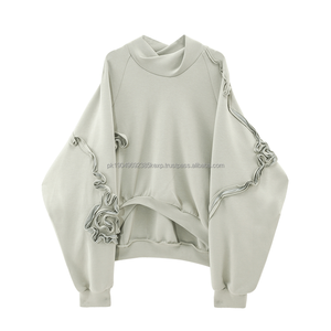 Sudadera Personalizada 100% Algodón para Mujer, Estilo Vintage, Gruesa, Desgastada, con Bordado 3D, Talla Grande - Product Image 1