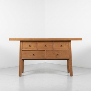 Meuble buffet/coiffeuse en teck massif nordique à 5 tiroirs pour projets de villas de luxe et complexes hôteliers, Indonésie Jepara - Product Image 1