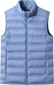 Men Lightweight Filled <b>Quilted</b> Vest Stand Collar Zipper Front Solid Color Windproof Casual Outerwear Winter Polyester/Cotton - Product Image 6