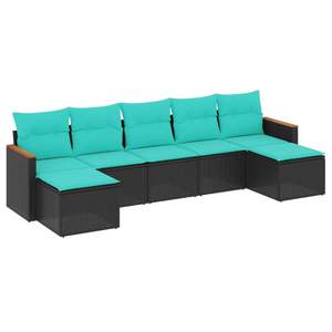 Conjunto de Sofás Grandes para Patio en Ratán PE Negro y Azul con Sofás de Jardín de Acero con Recubrimiento en Polvo - Product Image 2