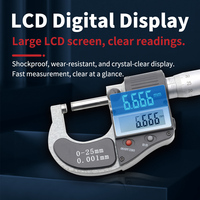 Micromètre numérique extérieur Guanglu 0-25/50/75/100 mm 0,001 mm avec pointe en carbure, grand écran LCD, mesure le diamètre extérieur et l'épaisseur