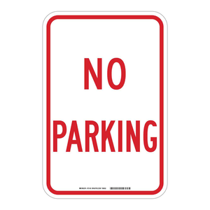 Panneau de signalisation interdiction de stationnement Brady - Rouge et blanc, pour intérieur/extérieur, avec texte d'avertissement de stop - Product Image 1