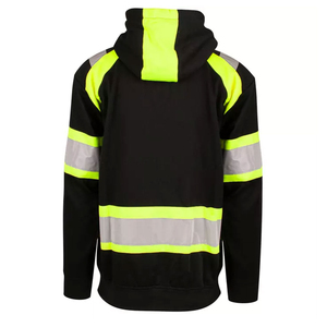 Sweat à capuche zippé haute visibilité en molleton de coton et polyester pour la sécurité hivernale, avec bande réfléchissante pour les travailleurs de la construction - Product Image 4