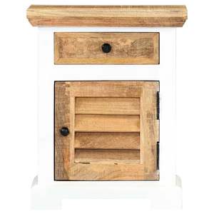 Mesita de noche pequeña de madera de mango maciza blanca y marrón, de madera de ingeniería - Product Image 2