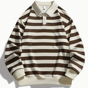 Polo de manga larga para hombre, Camiseta de cuello polo en blanco con servicio personalizado a rayas, Polo de manga larga con logotipo personalizado para hombre - Product Image 3