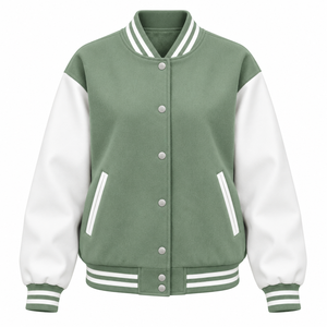 Wholesalers Custom Design Embroidery Patches Cropped <b>Jackets</b> <b>for</b> <b>Women</b> Custom Style <b>Women's</b> Wool <b>Varsity</b> <b>Jackets</b> - Product Image 5