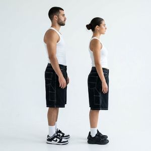 Jorts décontractés pour hommes et femmes avec un design en denim classique pour la mode streetwear et le confort au quotidien - Product Image 3