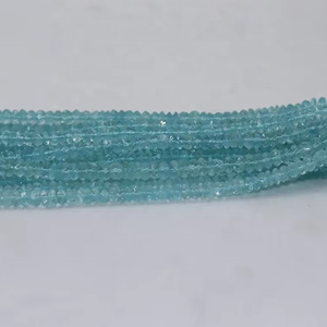 100% cuentas de Aguamarina Rondelle facetadas naturales 5mm piedras preciosas sueltas cuentas de Aguamarina hebra - Product Image 1