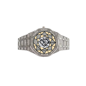 Reloj Charm Jewells Octagon de acero inoxidable con diamantes, movimiento analógico de cuarzo, detalles en cuero, cierre desplegable, unisex - Product Image 3