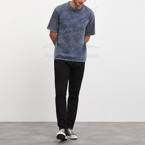 T-shirt délavé à l'acide pour homme, 100 % coton, couleur et logo personnalisables, haute qualité, respirant – Nouvelle collection été, vente flash - Product Image 4