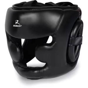 Protector de Cabeza Completo de Cuero Premium con Espuma Absorbente de Impactos y Correa Ajustable para Entrenamiento de Boxeo - Product Image 1