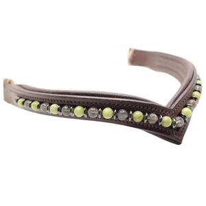 Lightweight <b>Crystal</b> & Pearl Decorative Horse Brow Band Breathable & Comfortable V Shape Leather Horse Brow Band <b>Top</b> Supplier - Product Image 2