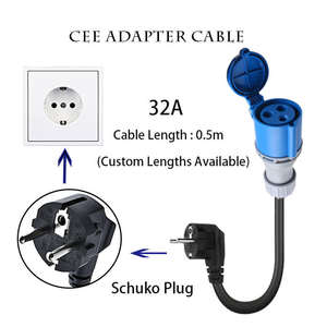 Cable de 0.5m Nuevo Adaptador de Cargador Portátil para Vehículos Eléctricos ZSWINNER Enchufe Rojo Schuko CEE Europeo de 5 Pines Hembra 16A 7KW 3.5KW Monofásico 220V - Product Image 3