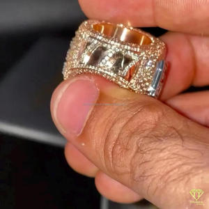 Bague personnalisée avec photo en moissanite, bague signet avec image personnalisée, style hip-hop, or rose, pour homme - Product Image 5