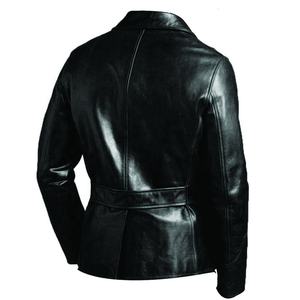 Blouson de moto en cuir d'agneau véritable pour homme, style urbain, avec garniture en fourrure d'agneau et poches zippées respirantes - Product Image 2
