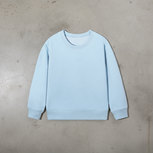Sudadera Unisex de Cuello Redondo Azul Claro, Tejida, Corte Regular, Color Sólido, Estilo Casual, 100% Algodón, Transpirable, para Invierno - Product Image 5