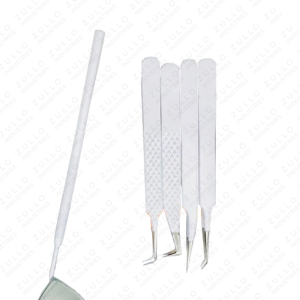 Premium 5 Piece Heart Shaped Stainless Steel Eyelash Tweezers Custom Logo & Powder Coated Finish for Extensions - Product Image 2
