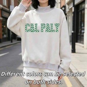 MTCS Factory <b>Mock</b> <b>Neck</b> Sweatshirt Leopard Print Chenille Patch University Pullover - Product Image 3