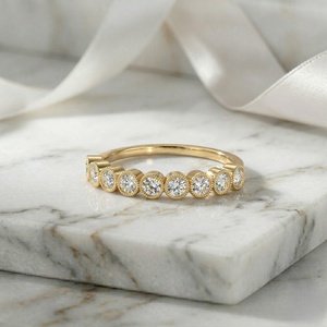 0.55CTW Round Bezel Band Setting Minimalist <b>Ring</b> - Product Image 1
