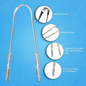 Raspador de Lengua Manual Reutilizable de Doble Capa de Acero Inoxidable con Estuche de Marca Privada - Product Image 5