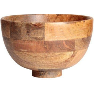 Tazón para Servir Ensaladas de Madera de Mango Natural Hecho a Mano, Diseño Rústico de Patchwork, Utensilios de Cocina Ecológicos, Tazón Decorativo Redondo Grande - Product Image 1