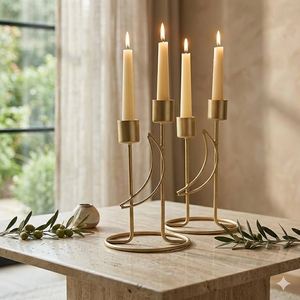 Candelabro Geométrico de Hierro Hecho a Mano Unicorn Handicrafts, Portavelas Integrado, Centro de Mesa Contemporáneo y Duradero para Comedor - Product Image 4